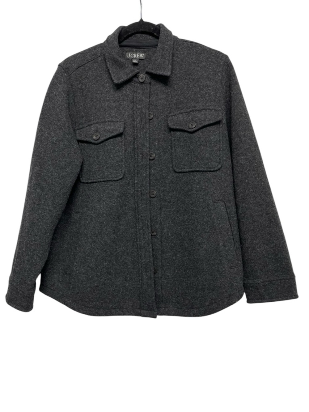 J. Crew Charcoal Gray Button-Up Wool Blend Shirt Jacket Size Small